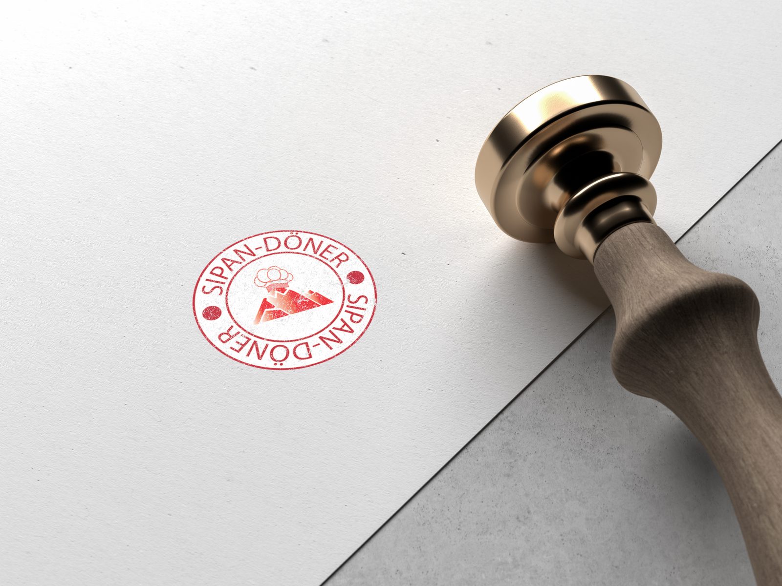 Custom rubber stamp brand mark design for Sipan Döner